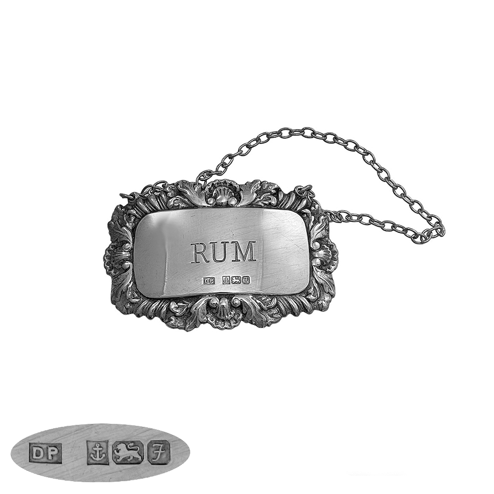 Sterling Silver Wine Lable Rum  1980